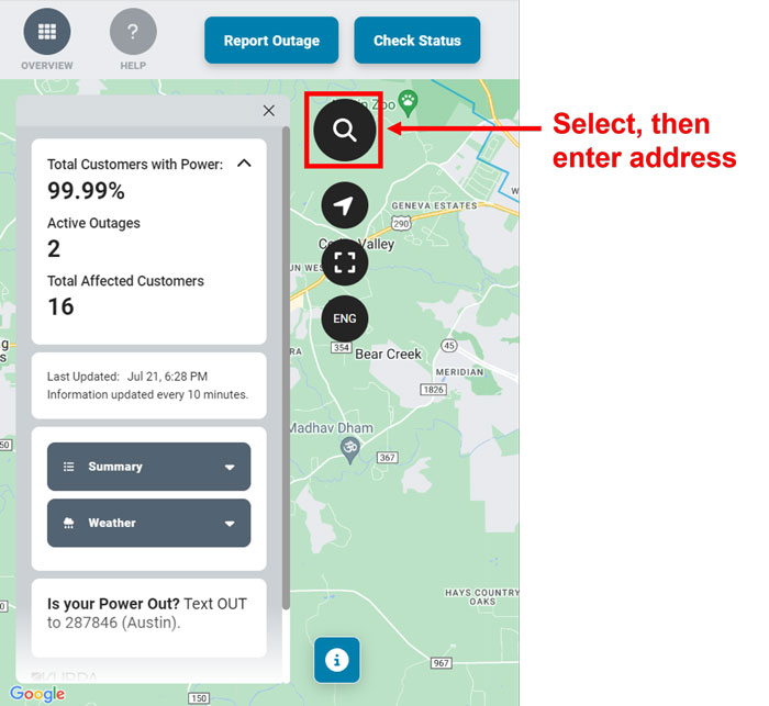 select and then enter your address